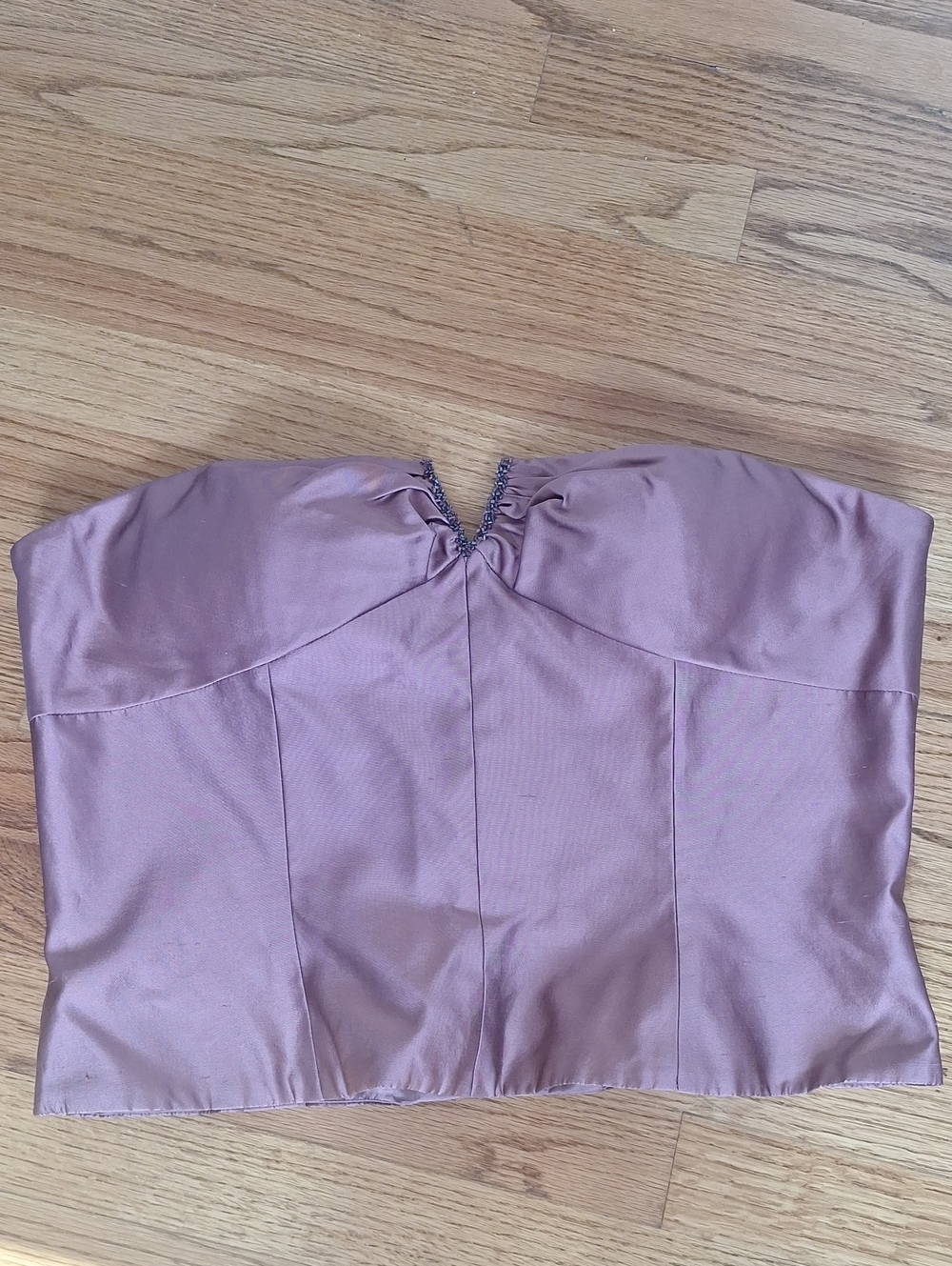 Gilar Strapless Silk Bustier Top in Dusty Mauve 16